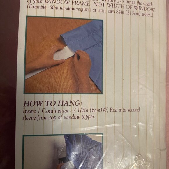 Vtg Grand Manor Blue Blouson Valance 84" W x 15" L Solid Cotton Blend Retro NOS - Picture 8 of 10